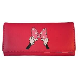 Pink Minnie Mouse Hands Bow Wallet NWOT